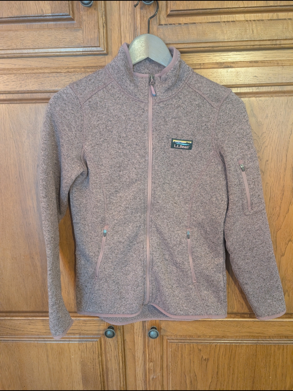 L.L. Bean Heathered Light Purple Full-Zip Fleece Jacket